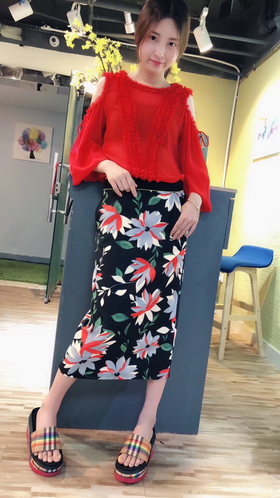 Korean Slim Slim Medium Long Style Specification drawing