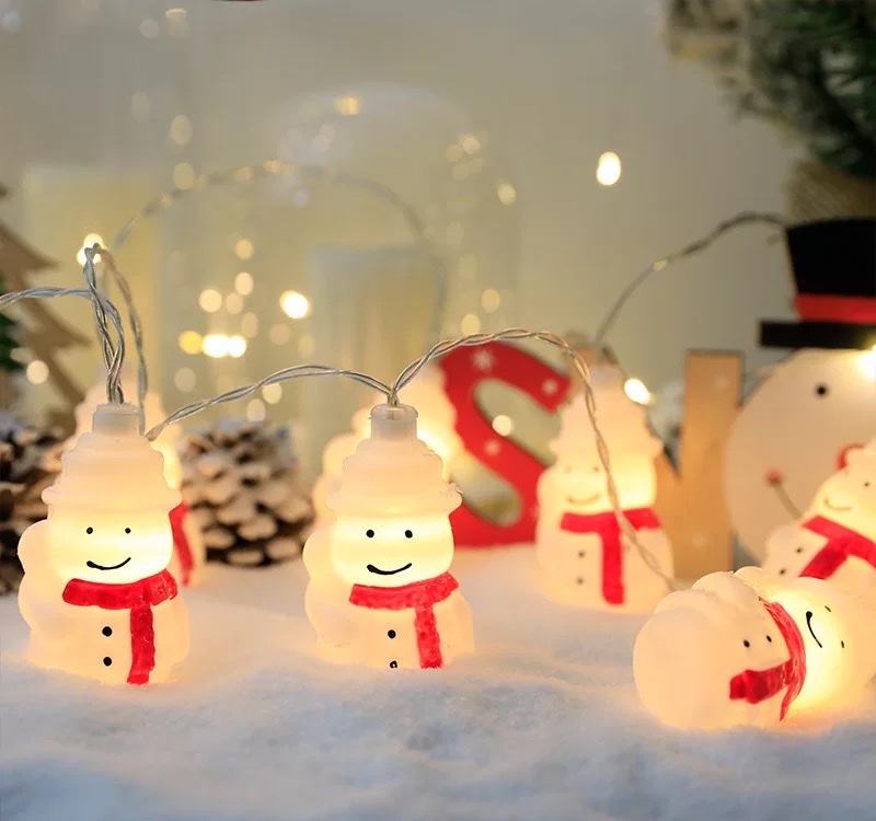 Santa Claus head LED light string outdoor waterproof creative snowman light string LED Christmas decoration lights string snowman 3m 20 light battery