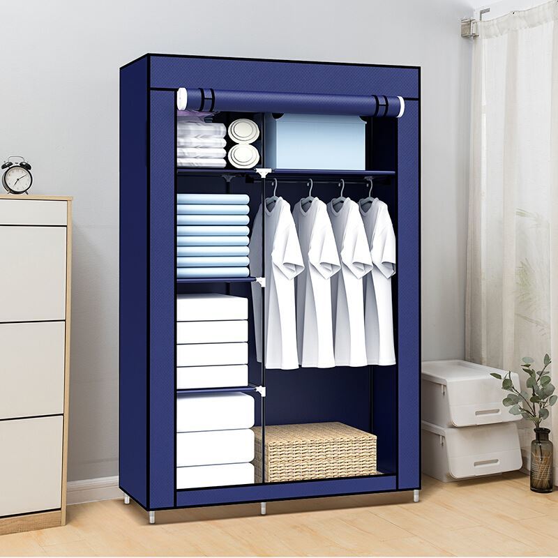 Simple cloth wardrobe fashion non-woven dustproof storage wardrobe hanging wardrobe hanger steel frame folding economy storage cabinet storage cabinet