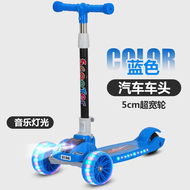 Children's scooter is suitable for children of different heights. Children often play scooter to exercise their balance. High spring shock absorbers PU flash wheels widened and thickened anti-skid pedals details Picture
