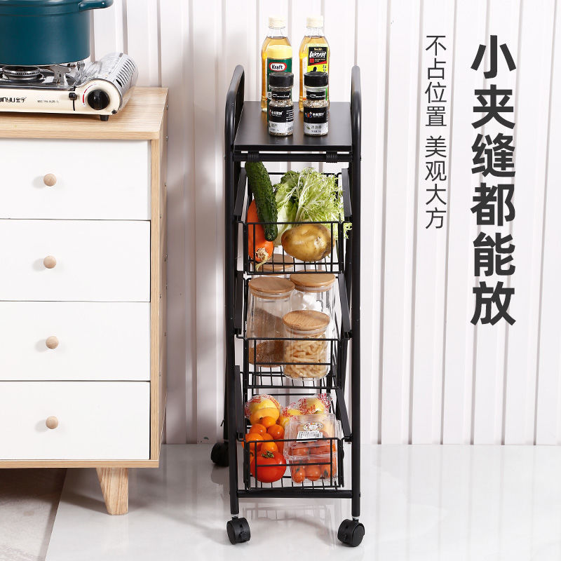 Kitchen shelf floor multilayer can be pulled kitchen gap storage rack household pull type multi-functional combination frame details Picture