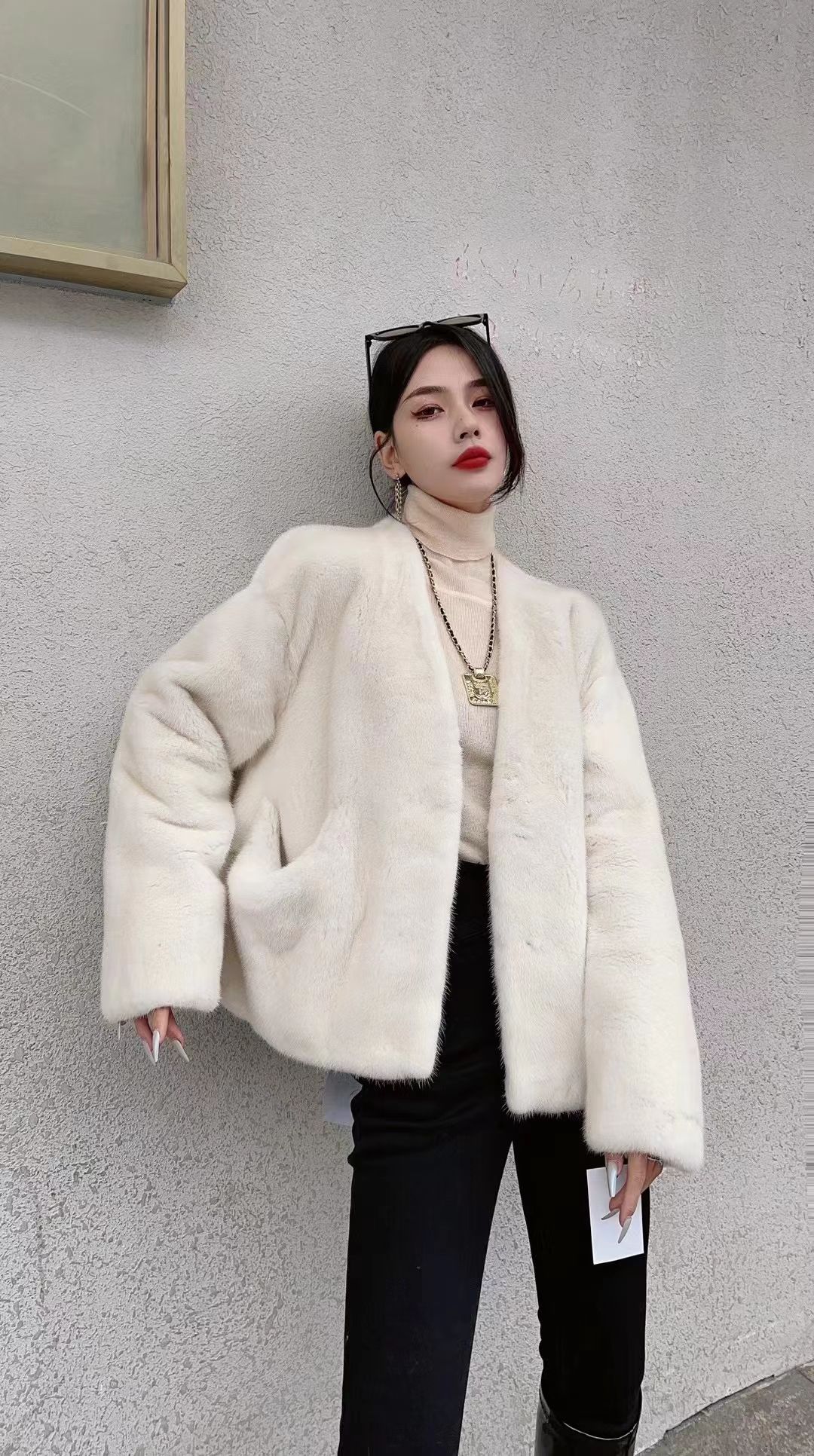 Autumn And Winter New Women's Slimming Temperament Europe And The United States Wind Warm Trench Coat Coat Specification drawing