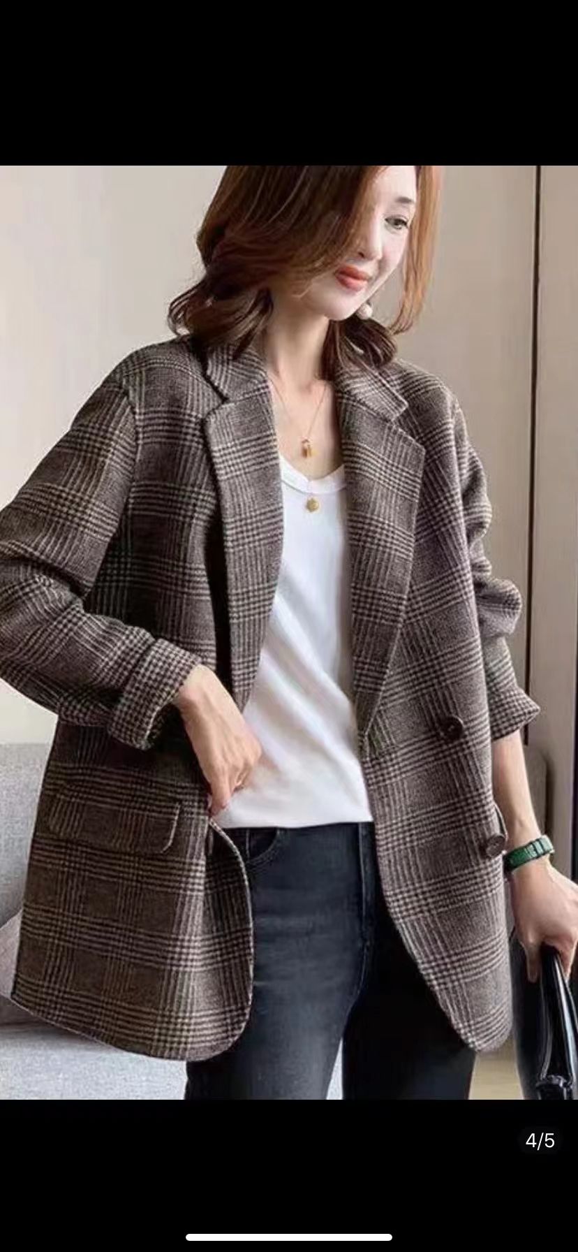 Middle-Aged And Elderly Women's Loose Display Thin Slim Temperament Casual Clothing Coat Suit Clothing Specification drawing