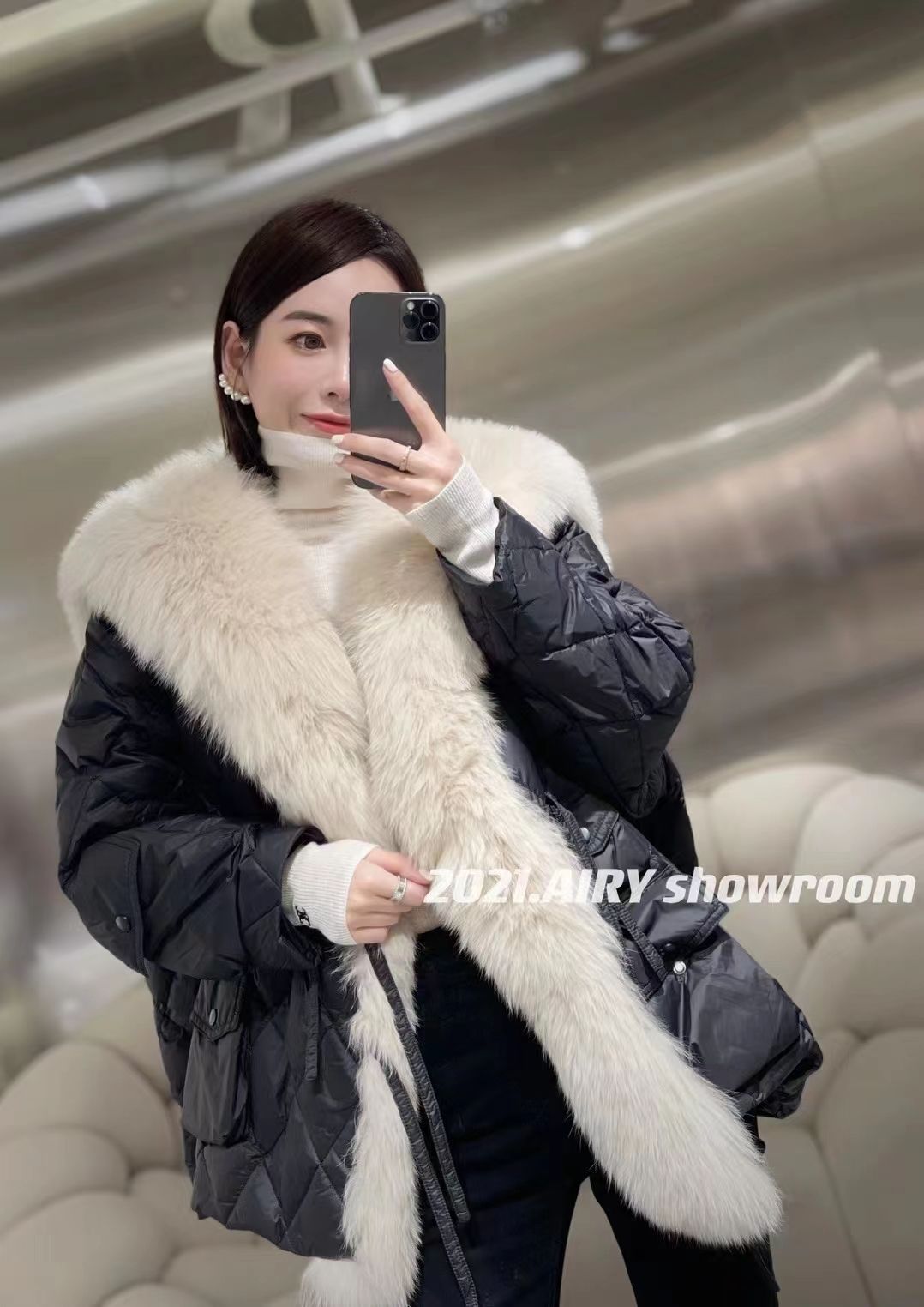 Autumn And Winter New Women's Slimming Temperament Europe And The United States Wind Warm Trench Coat Coat Top 1 details Picture