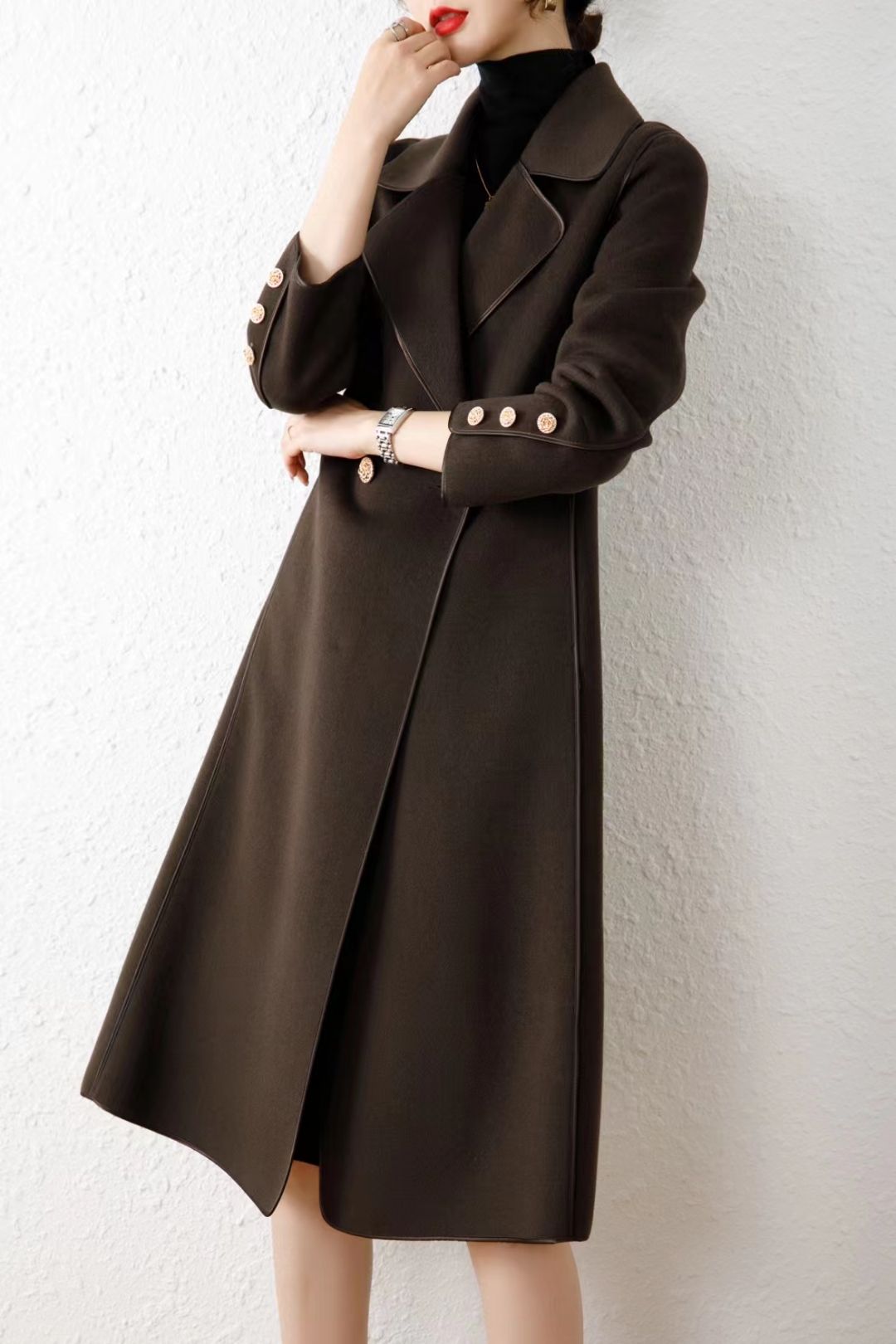 Autumn And Winter New Women's Slimming Temperament European And American Style Warm Trench Coat Coat Top 8 Specification drawing