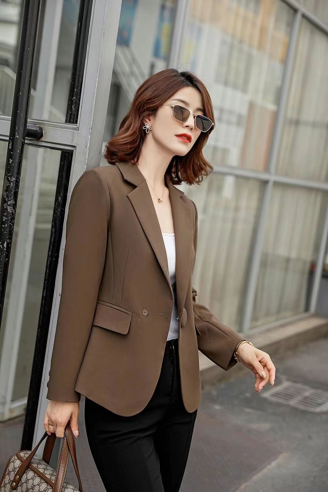 Middle-Aged And Elderly Women's Loose Show Thin Slim Temperament Casual Clothing Coat Suit Clothing 13