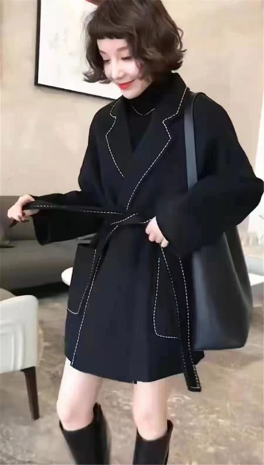 Middle-Aged And Elderly Women's Loose Show Thin Slim Temperament Casual Clothing Coat Suit Clothing 12