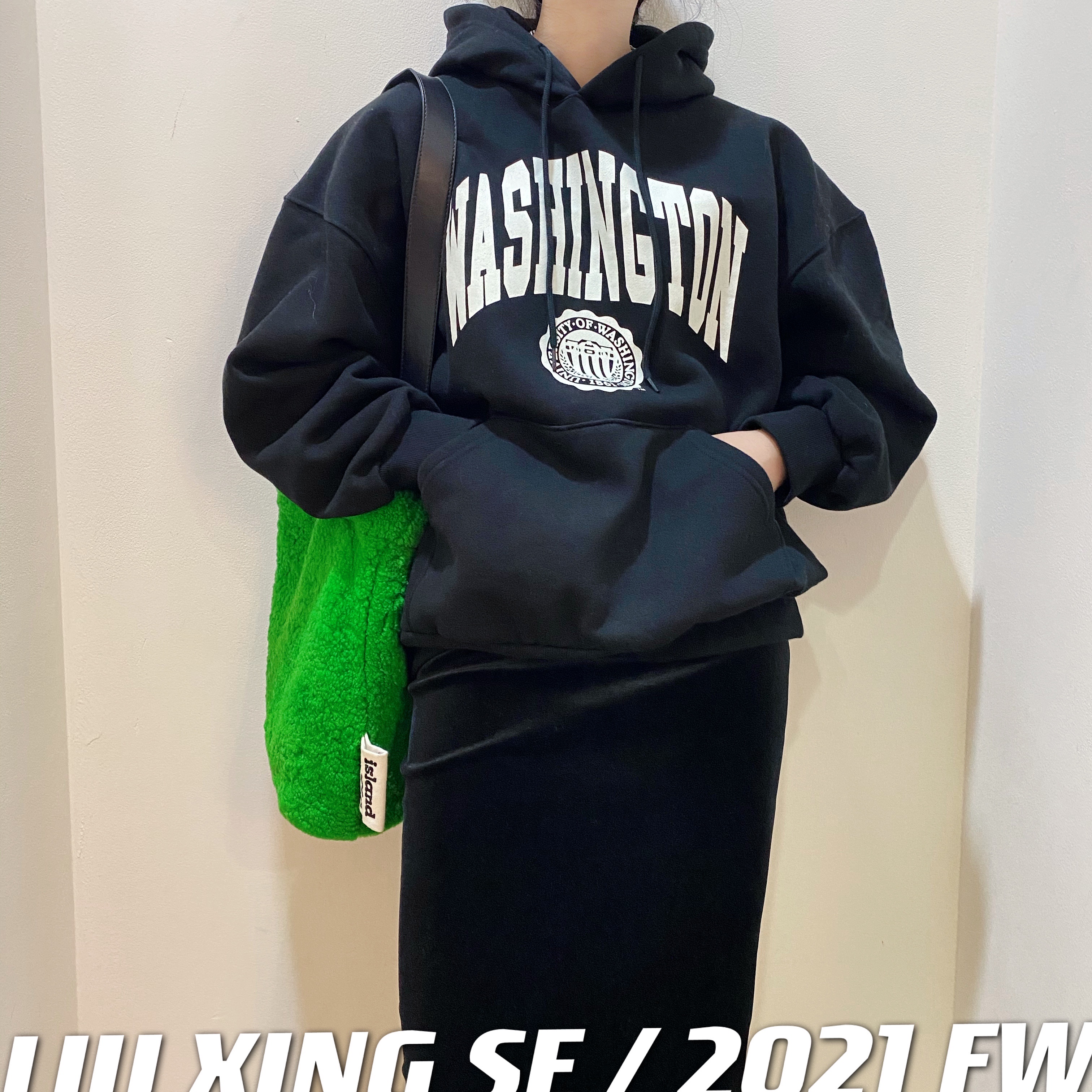 Autumn And Winter New Gray Uniform Size Casual Fashion Trend Top For Women 6 details Picture