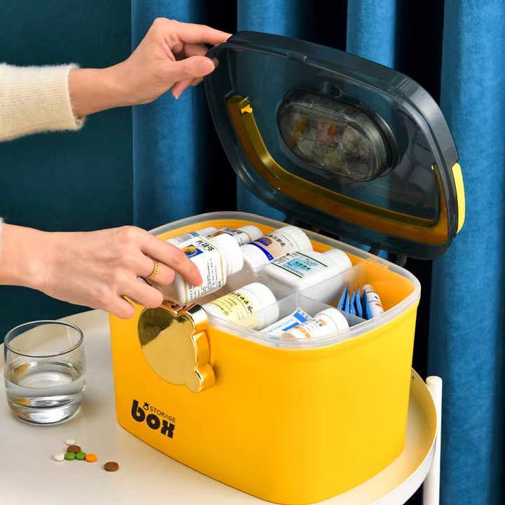 Household Plastic Medicine Cabinet Multi-Layer Medicine Storage Box Specification drawing