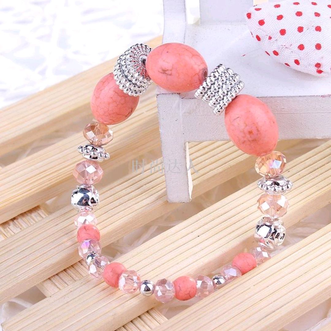 Hand embellished strawberry Crystal Bracelet Ladies original hand-beaded silver bracelet cute bracelet