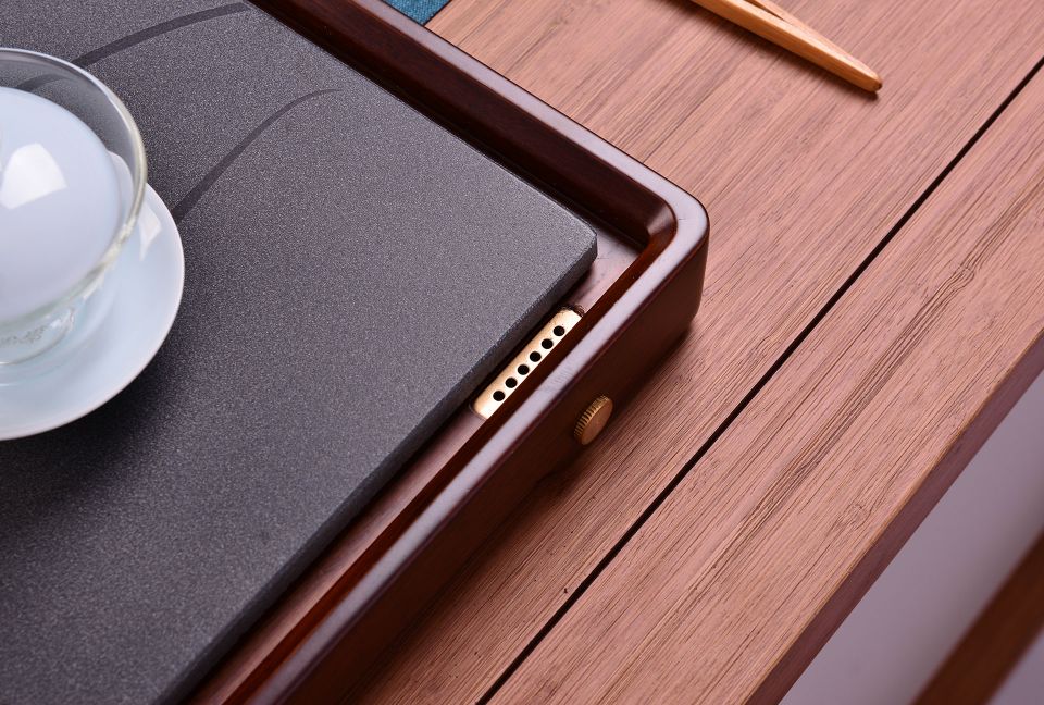 Heavy Bamboo Wujin Stone Small Tea Tray Simple Creative Simple Atmospheric Drainage 62*23.5*4Cm Item Picture