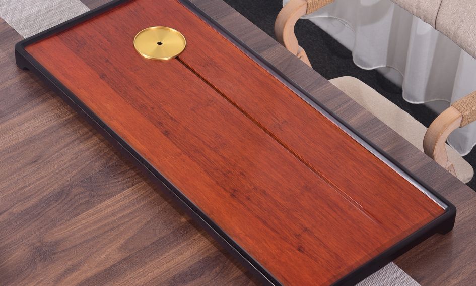 Pu Yu Heavy Bamboo Home Tea Tray Chinese Living Room Tea Table Creative Simple Single-Storey Drainage Office Tea Room Study All Match Specification drawing