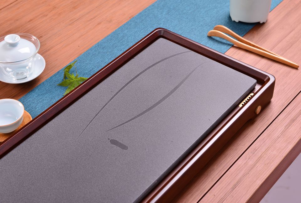 Heavy Bamboo Wujin Stone Small Tea Tray Simple Creative Simple Atmospheric Drainage 62*23.5*4Cm Specification drawing