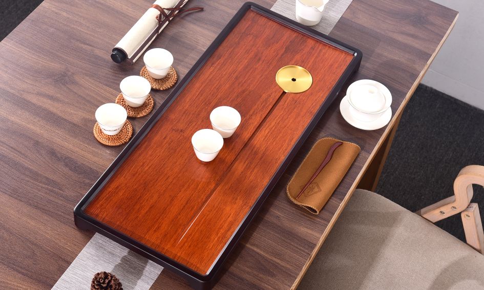 Pu Yu Heavy Bamboo Home Tea Tray Chinese Living Room Tea Table Creative Simple Single-Storey Drainage Office Tea Room Study All Match