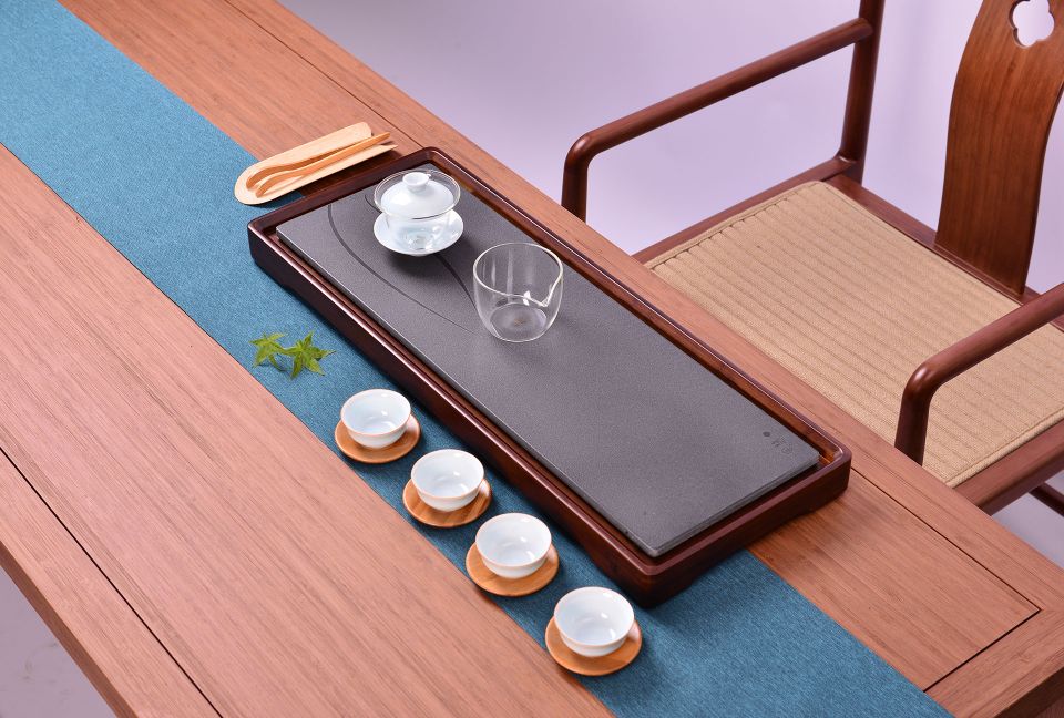 Heavy Bamboo Wujin Stone Small Tea Tray Simple Creative Simple Atmospheric Drainage 62*23.5*4Cm