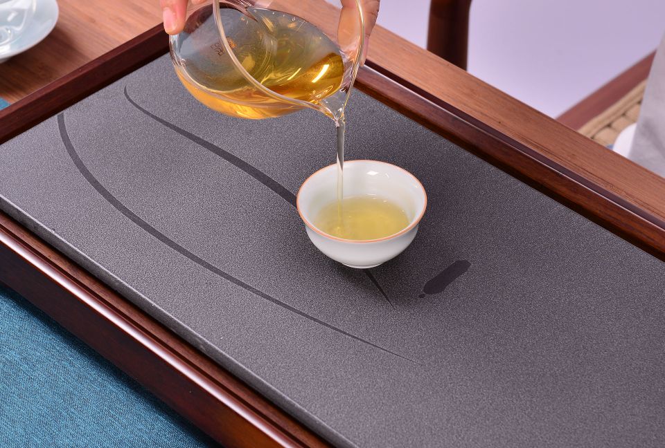Heavy Bamboo Wujin Stone Small Tea Tray Simple Creative Simple Atmospheric Drainage 62*23.5*4Cm details Picture