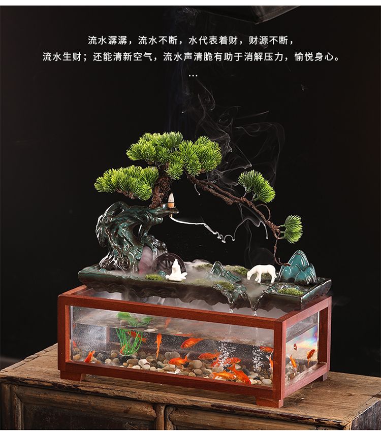 Water Landscape Decoration Fortune Fountain Circulation Feng Shui Wheel Home Living Room Office Desktop Decoration Gifts details Picture