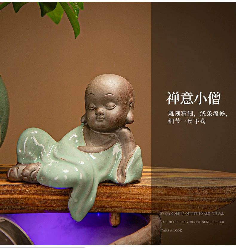 Creative Water Porch Decoration Living Room Feng Shui Fountain Fortune Office Small Sami Fish Tank Opening Gift Soft Specification drawing