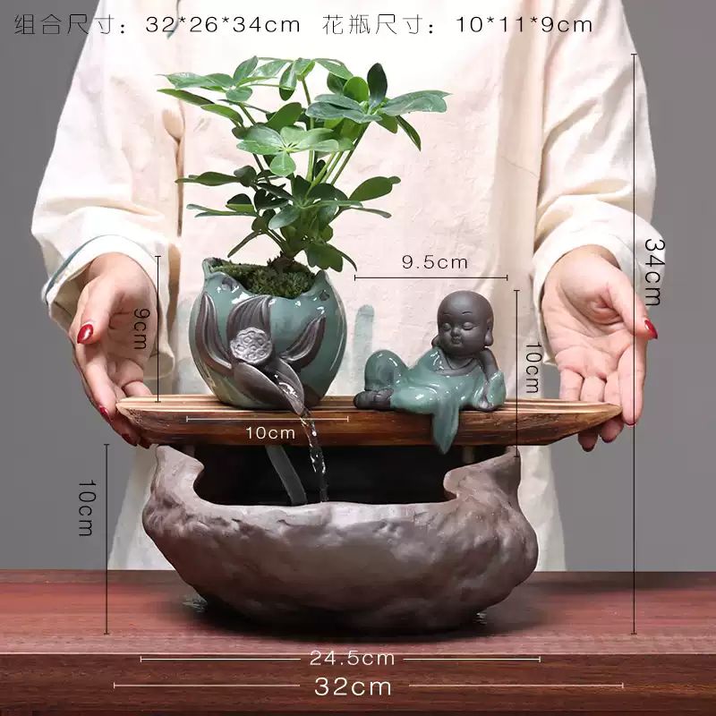 Creative Water Porch Decoration Living Room Feng Shui Fountain Fortune Office Small Sami Fish Tank Opening Gift Soft details Picture
