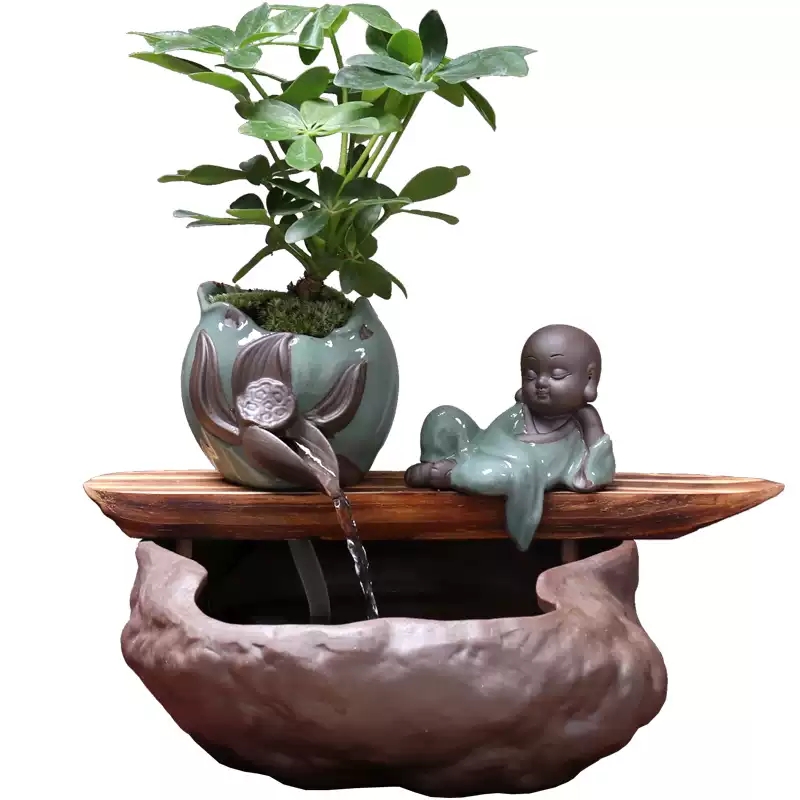 Creative Water Porch Decoration Living Room Feng Shui Fountain Fortune Office Small Sami Fish Tank Opening Gift Soft Application Scenario