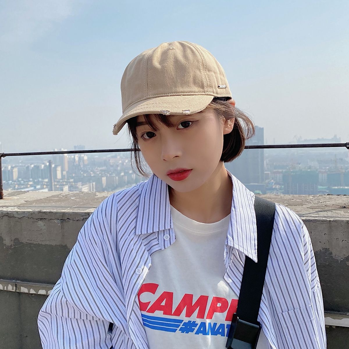 Baseball Cap With Short Brim