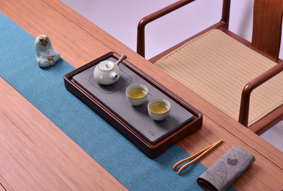 Fish Watching Natural Ugin Stone Tea Tray Household Dry Bubble Simple Drain Tea Table Office Kung Fu Saucer