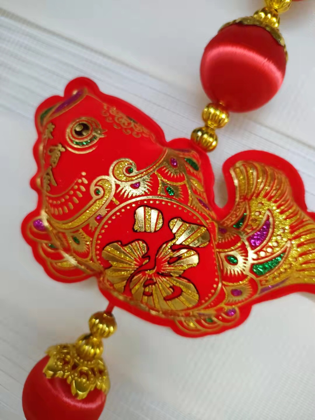 Festival Supplies Mercerized Ball Hanging Fish Pendant Flannelette Manufacturers Direct Sales details Picture