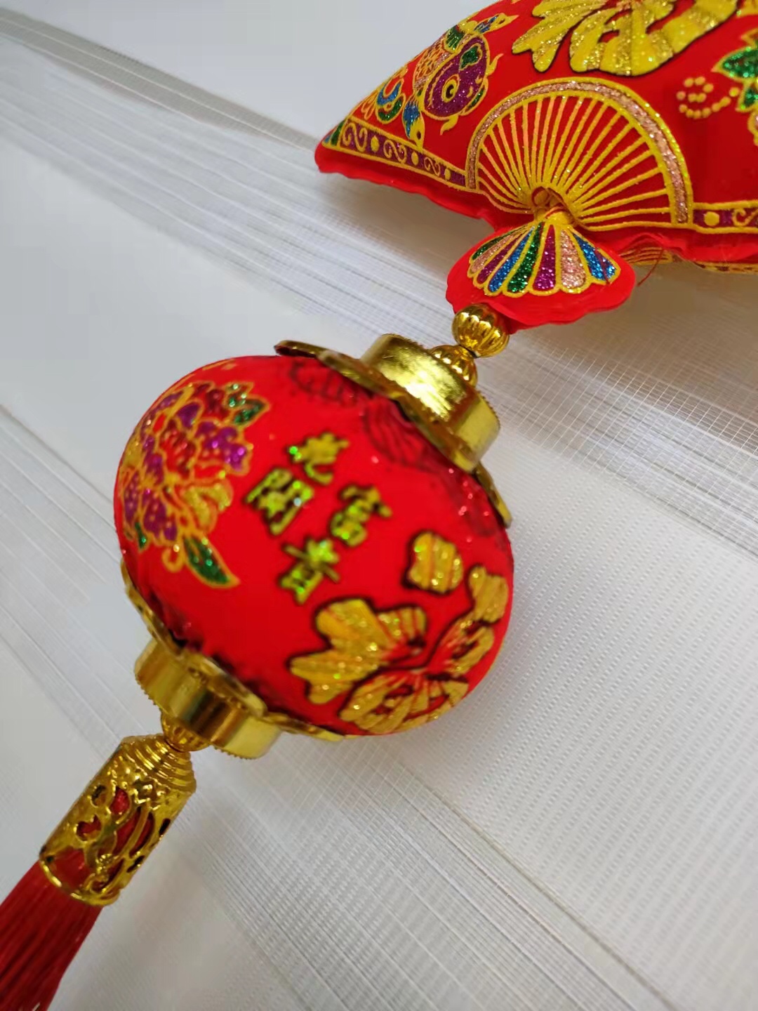 Festive Festival Supplies Fan Lantern Pendant Flannelette Manufacturers Direct Sales