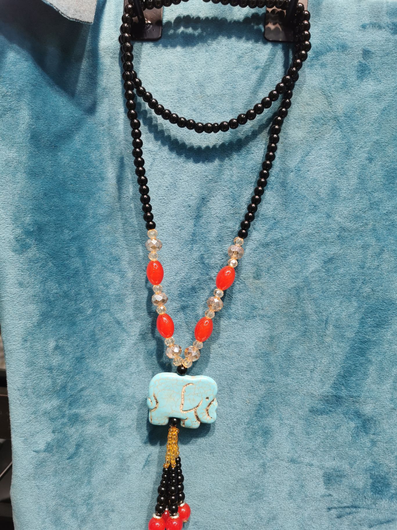 毛衣链韩版松石大象长款毛衣链气质简约百搭秋冬衣服挂件吊坠