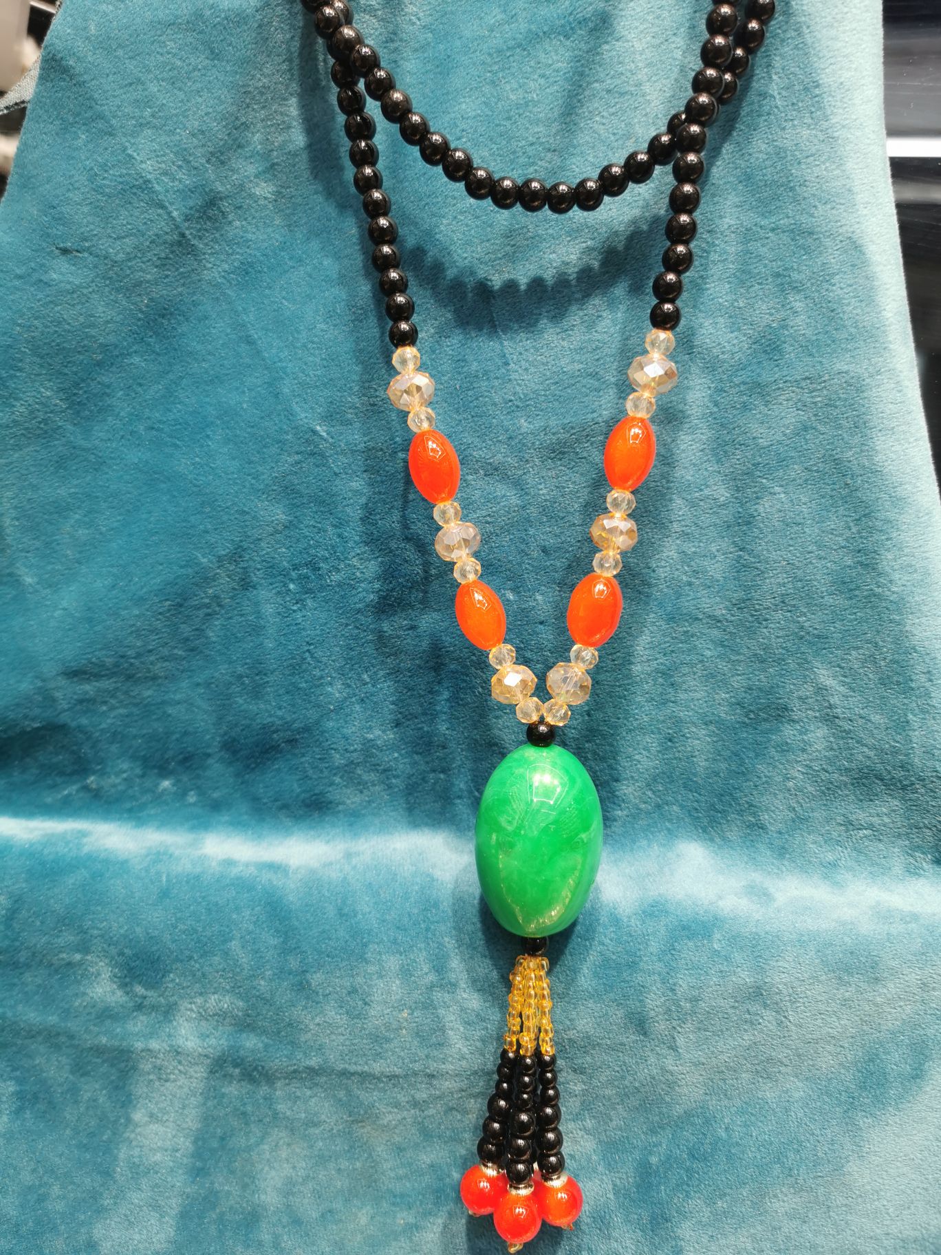 民族风彩釉陶瓷百搭时尚复古大气毛衣链简约文艺气质秋冬长款项链