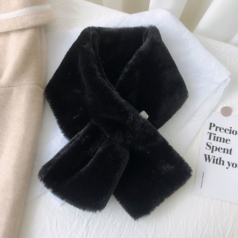 Korean Version Imitation Fur Fur Collar Winter Rex Rabbit Fur Fake Collar Warm Scarf Instagram Bib Female Autumn And Winter Tide Specification drawing