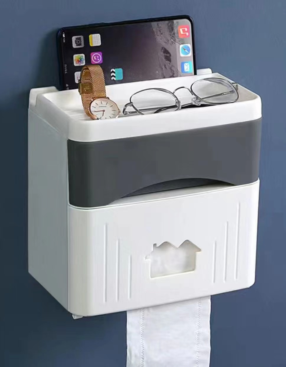 Double Tissue Storage Box In Bathroom