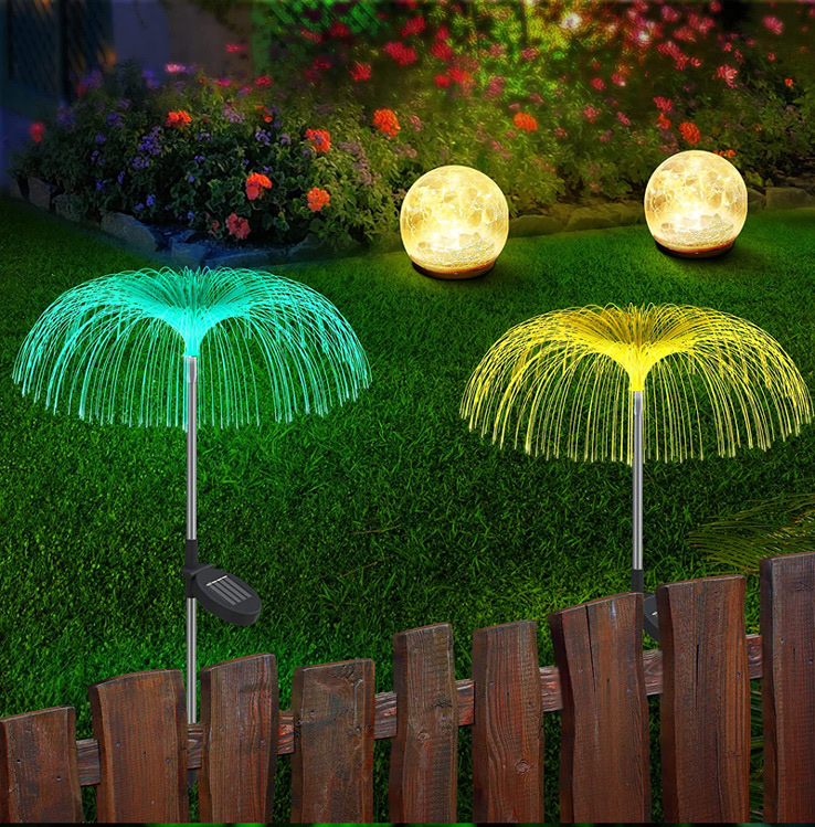 Cross-border sales of solar fiber medusa lights outdoor LED villa garden garden lawn landscape lights