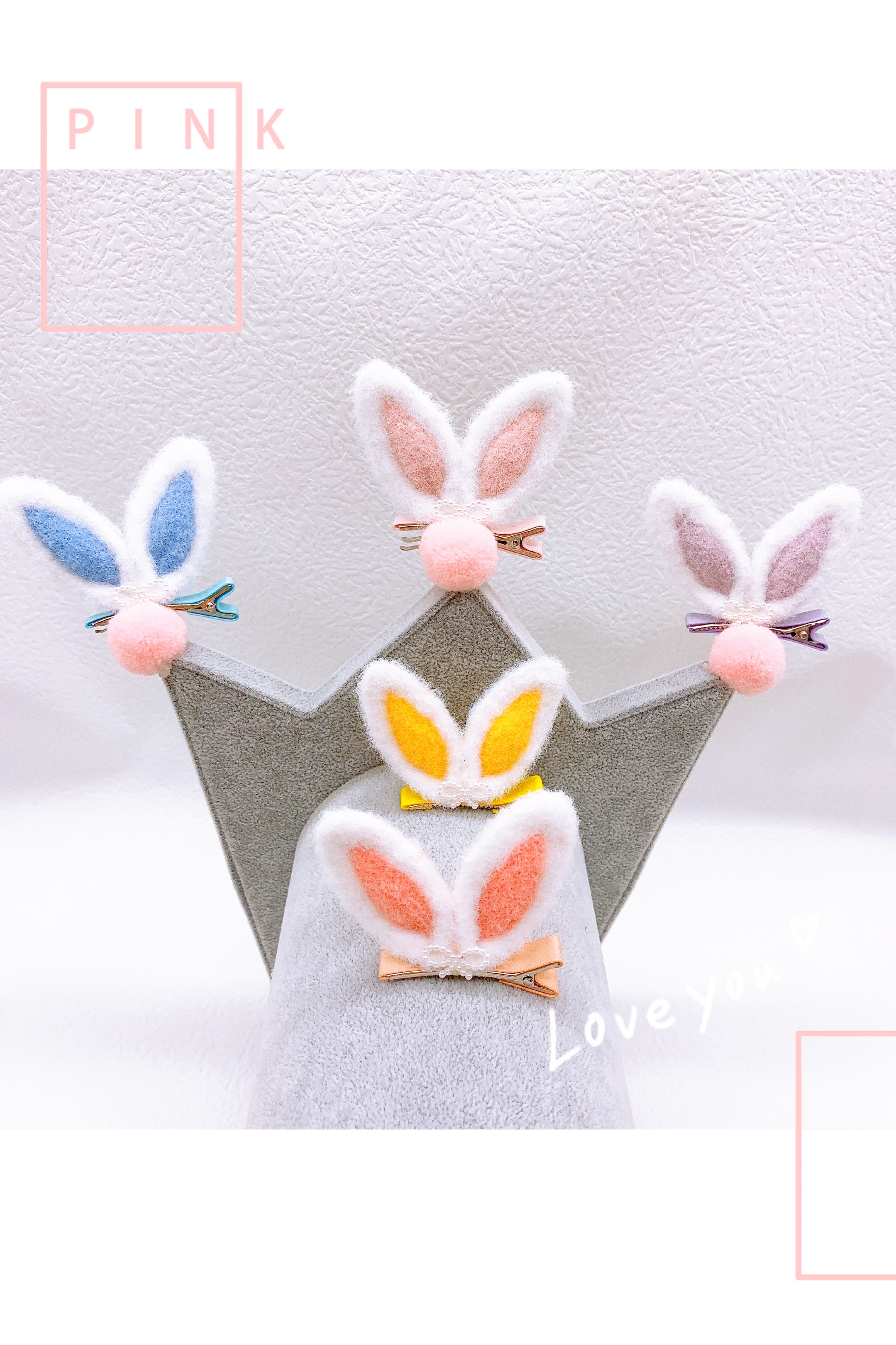 Cute Bunny Ear Hair Clip Specification drawing