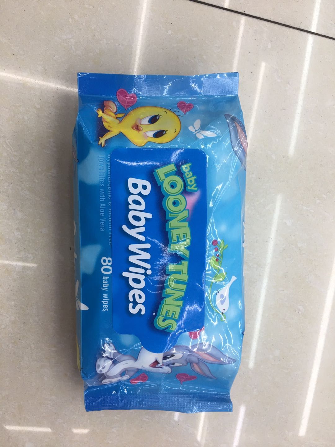 80 Pieces Of Cartoon English Label Blue Disposable Wipes