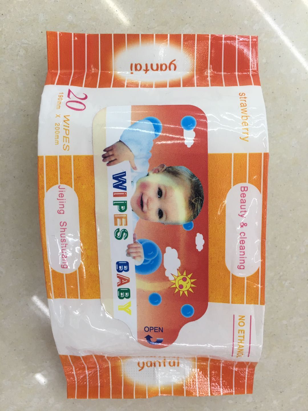20 Portable Sun Baby Wipes Specification drawing