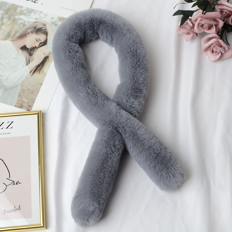 Imitation Beaver Rabbit Hair Scarf Female Winter Korean Version Of All The Fur Rabbit Hair Bib Students Warm Cute Fluffy Scarf details Picture