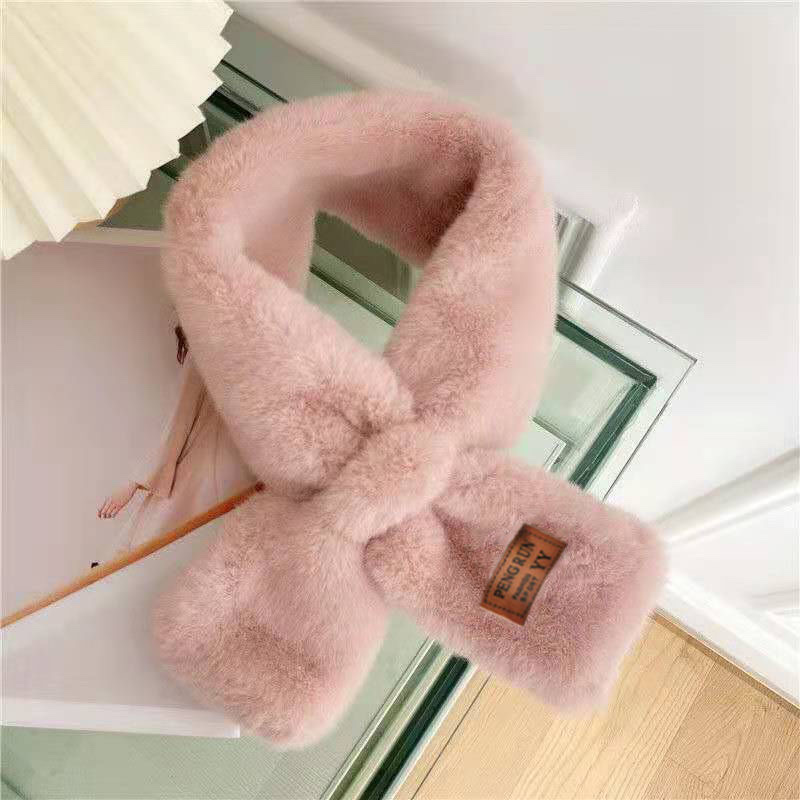 Woolly Scarf Female Winter Day All Cute Girl Hair Bib Korean Version Soft Sister Autumn And Winter Neck Protection Small Neck Sleeve Specification drawing