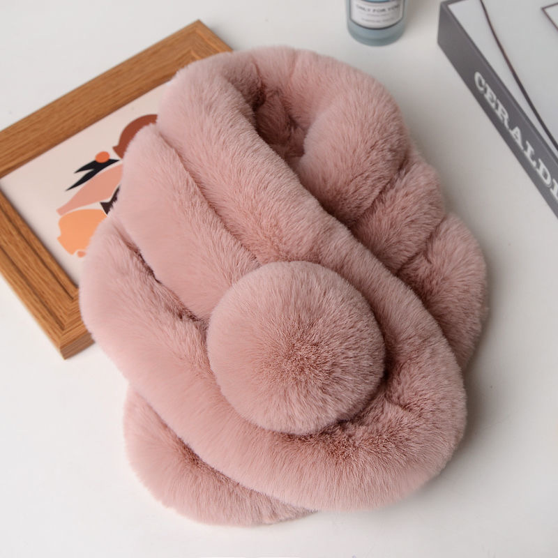 Imitation Beaver Rabbit Hair Scarf Female Winter Korean Version Of All The Fur Rabbit Hair Bib Students Warm Cute Fluffy Scarf details Picture