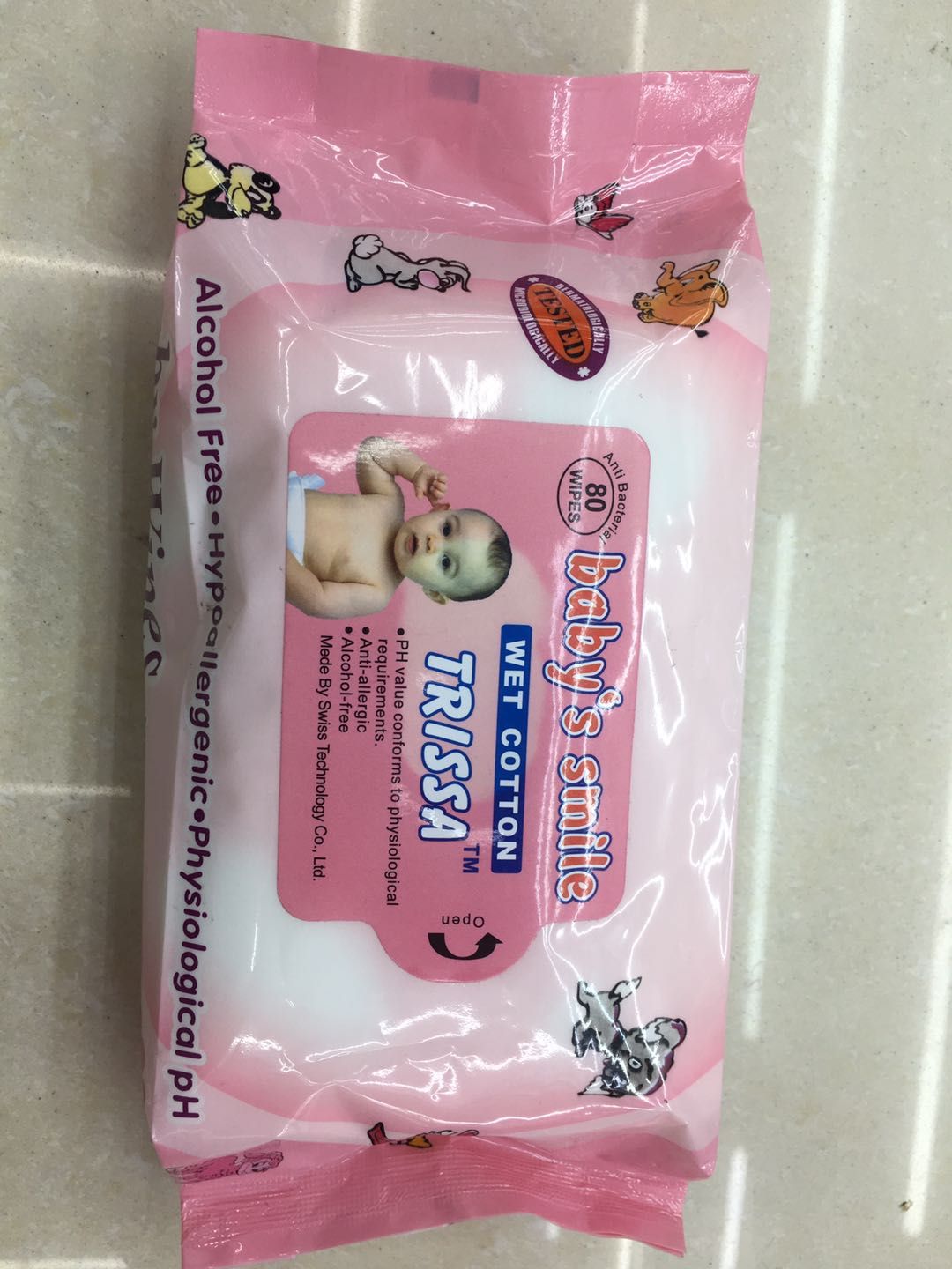 80 Small Animal Packaging Disposable Skin Care Wipes Specification drawing