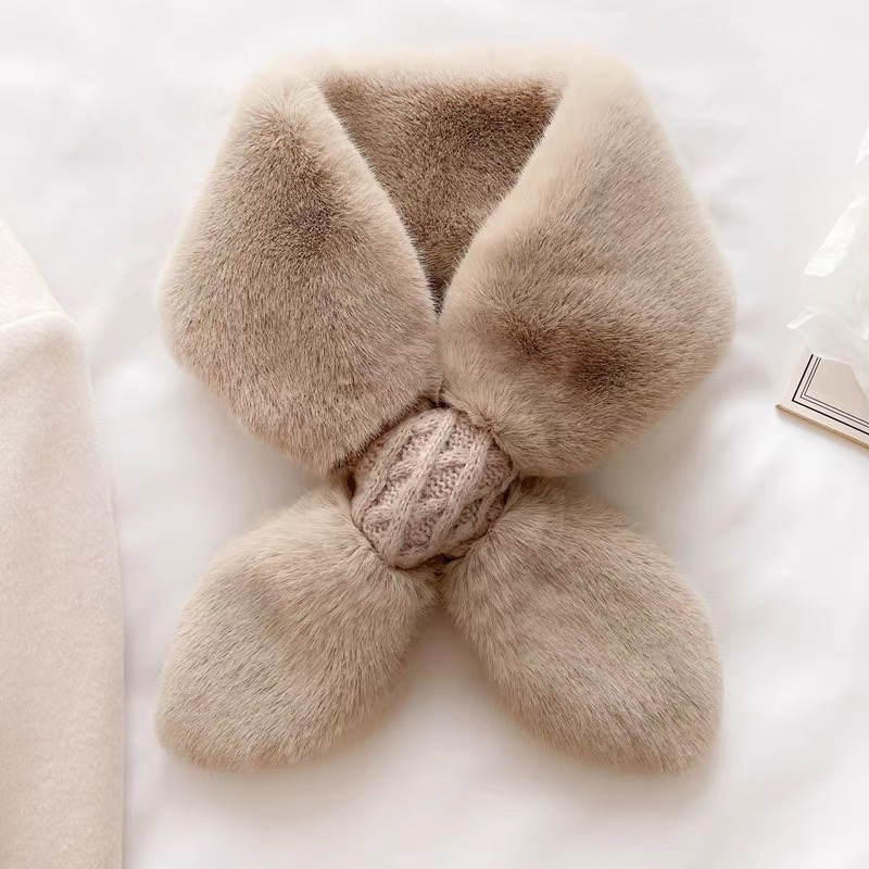 Korean Version Imitation Fur Fur Collar Winter Rex Rabbit Fur Fake Collar Warm Scarf Instagram Bib Female Autumn And Winter Tide details Picture