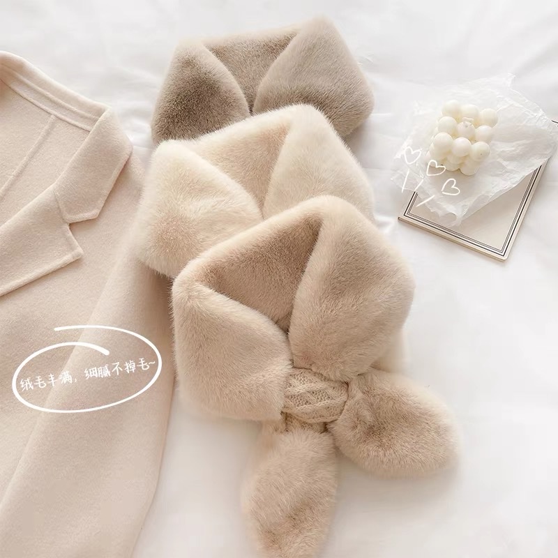 Korean Version Imitation Fur Fur Collar Winter Rex Rabbit Fur Fake Collar Warm Scarf Instagram Bib Female Autumn And Winter Tide