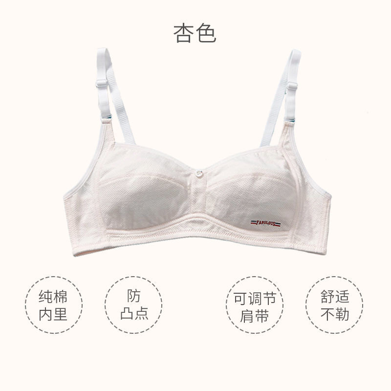 Cotton Underwear For High School Girls Korean Version No Underwire Ab Cup Bra Cover Small Thin Push-Up Anti-Sagging Summer 39 details Picture