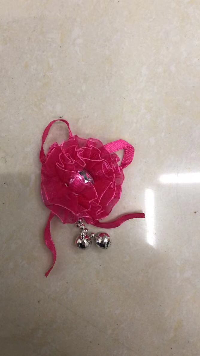 07 Rose Red Flower Metal Pendant With Rose Red Ribbon Specification drawing