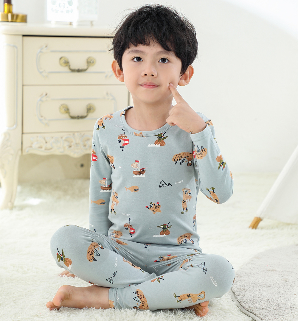 Children's Underwear Lycra Set 6031 Cotton Boys Long Johns Little Boys Pajamas Large Children's Cotton Sweater details Picture