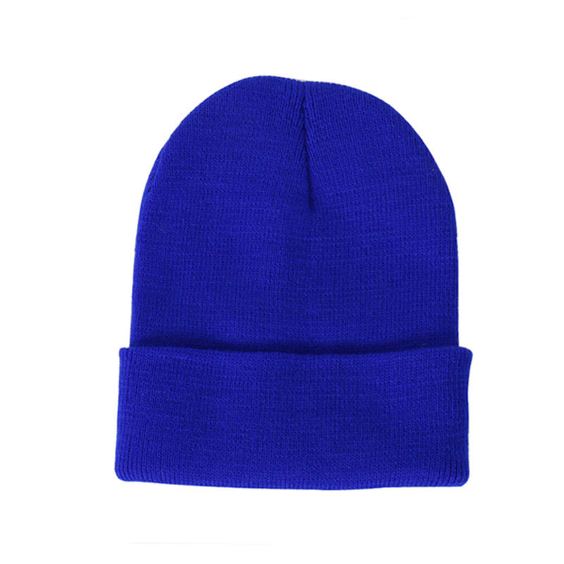 ins hat autumn-winter woolen hat men's solid color knit hat Women Korean version landowner melon skin hat Yuppie warm hat dark blue thumbnail