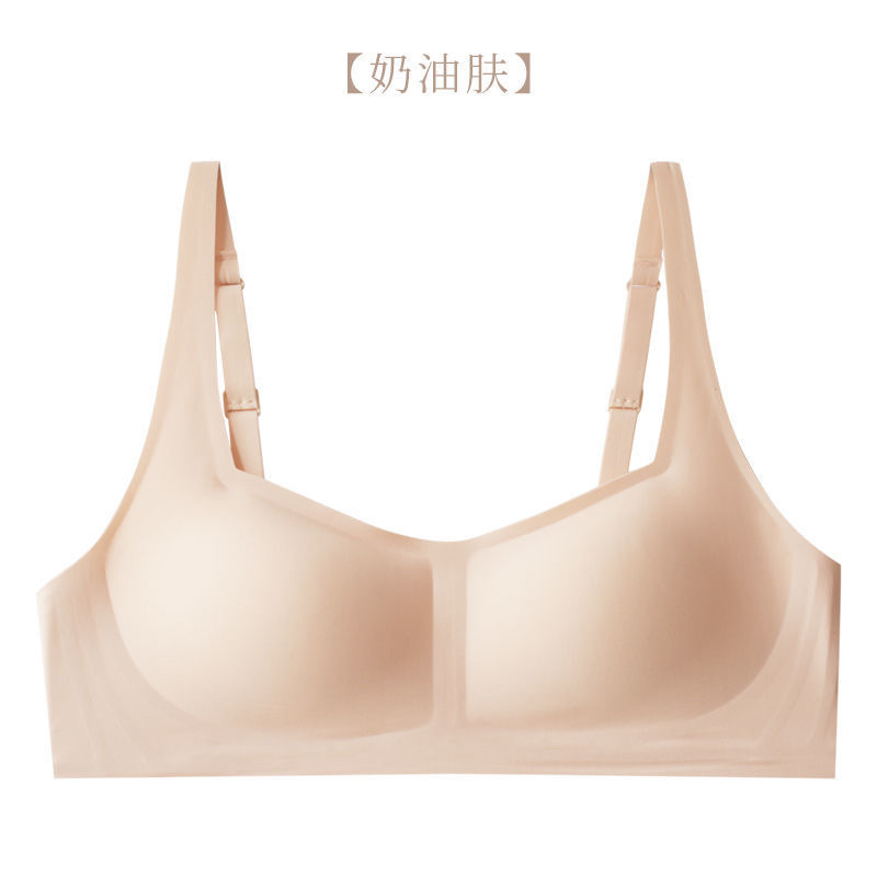 Cotton Underwear For High School Girls Korean Version No Underwire Ab Cup Bra Cover Small Thin Push-Up Anti-Sagging Summer 47