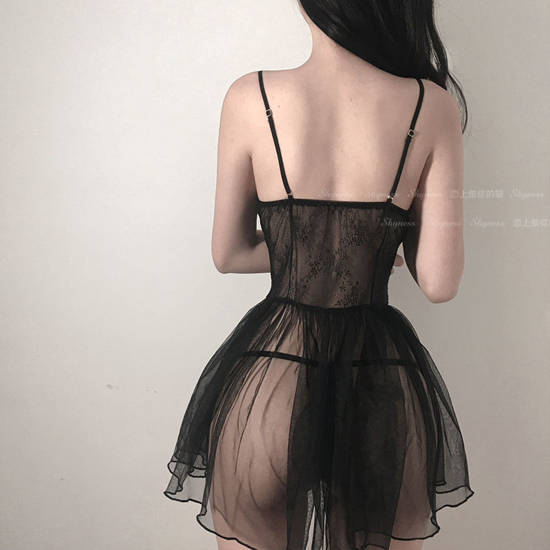 Spring And Autumn New Sexy Pajamas Women Summer Ice Silk Thin With Chest Pad Small Chest Lace Halter Nightdress Home Dress Woman Specification drawing