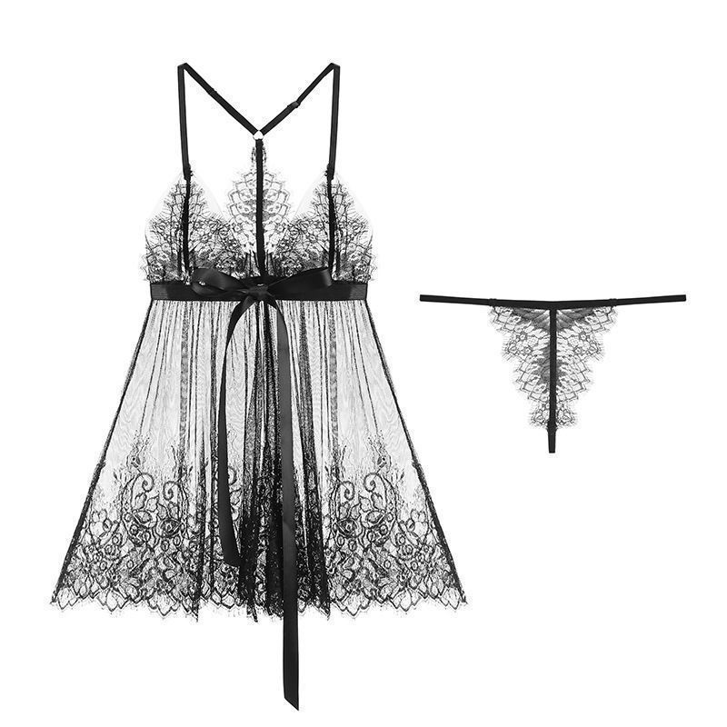 Spring And Autumn New Sexy Nightwear Women Summer Ice Silk Thin With Chest Pad Small Chest Lace Halter Nightdress Home Dress Women 38