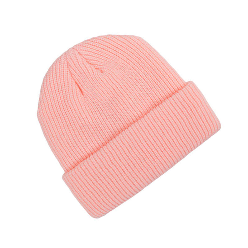 ins hat autumn-winter woolen hat men's solid color knit hat Women Korean version landlord Guapui hat Yuppie warm hat pink thumbnail